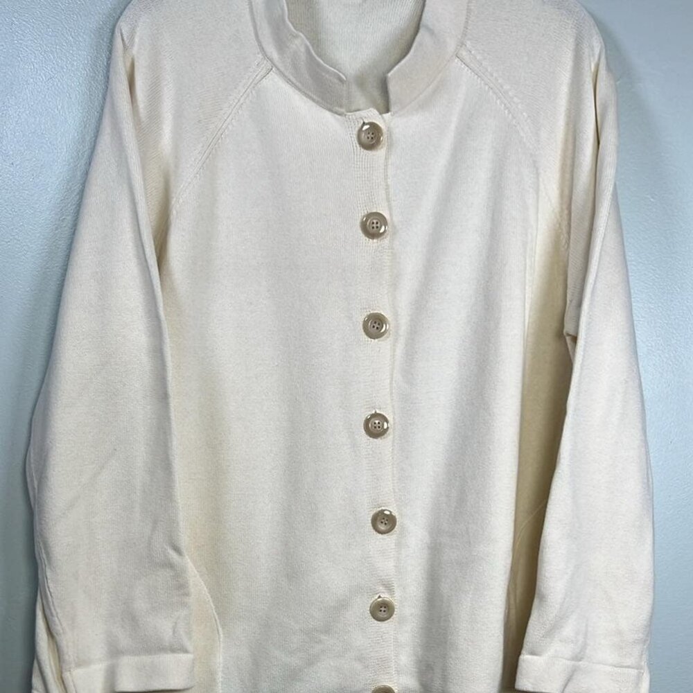 J Jill PLus Sz Cotton Button Up Collared Cardigan w/Pockets Cottage Core Old Mon